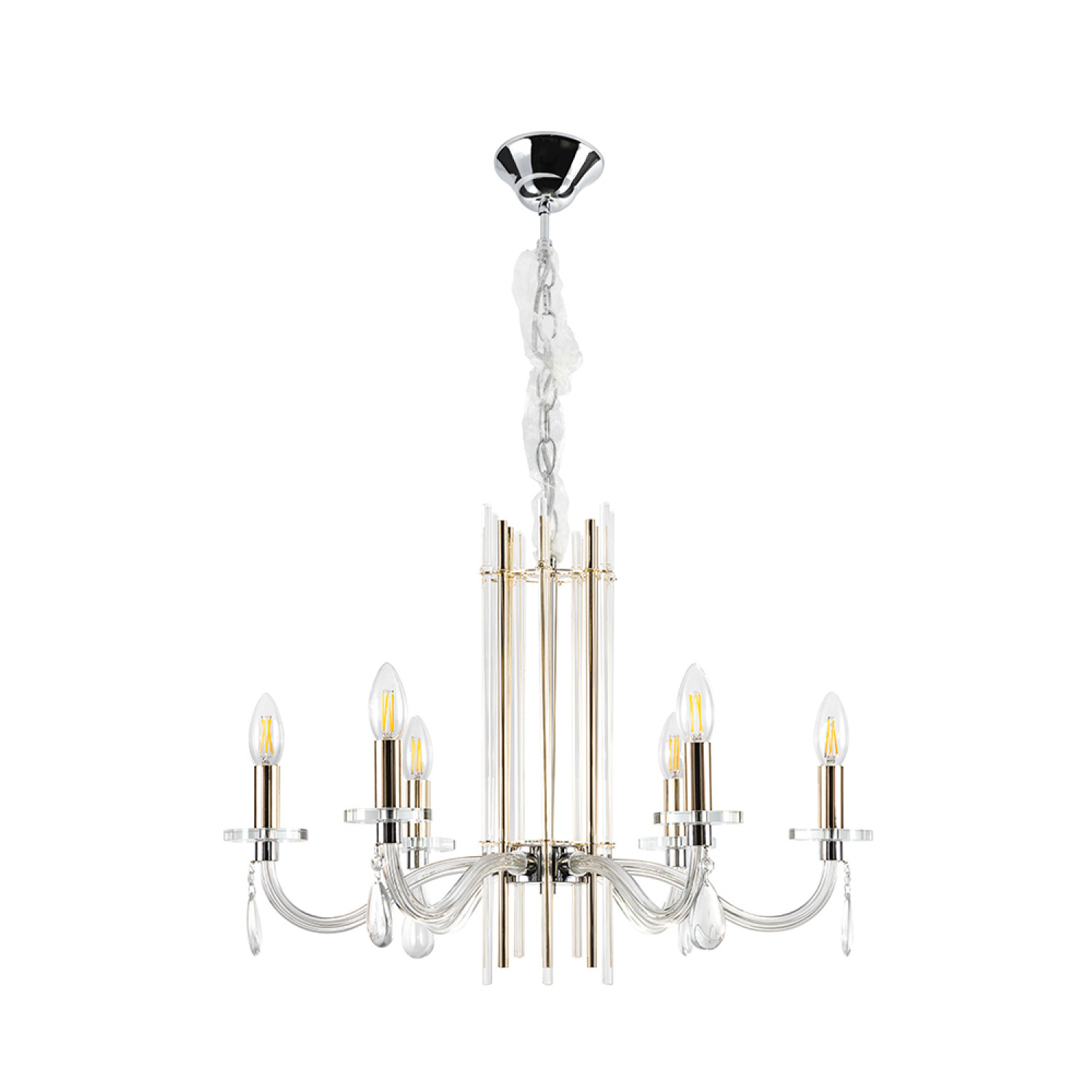 Люстра Crystal Lux AURELIO SP6 GOLD+CHROME/TRANSPARENT
