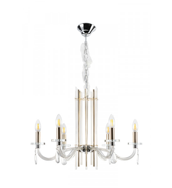 Люстра Crystal Lux AURELIO SP6 GOLD+CHROME/TRANSPARENT Люстра Crystal Lux AURELIO SP6 GOLD+CHROME/TRANSPARENT