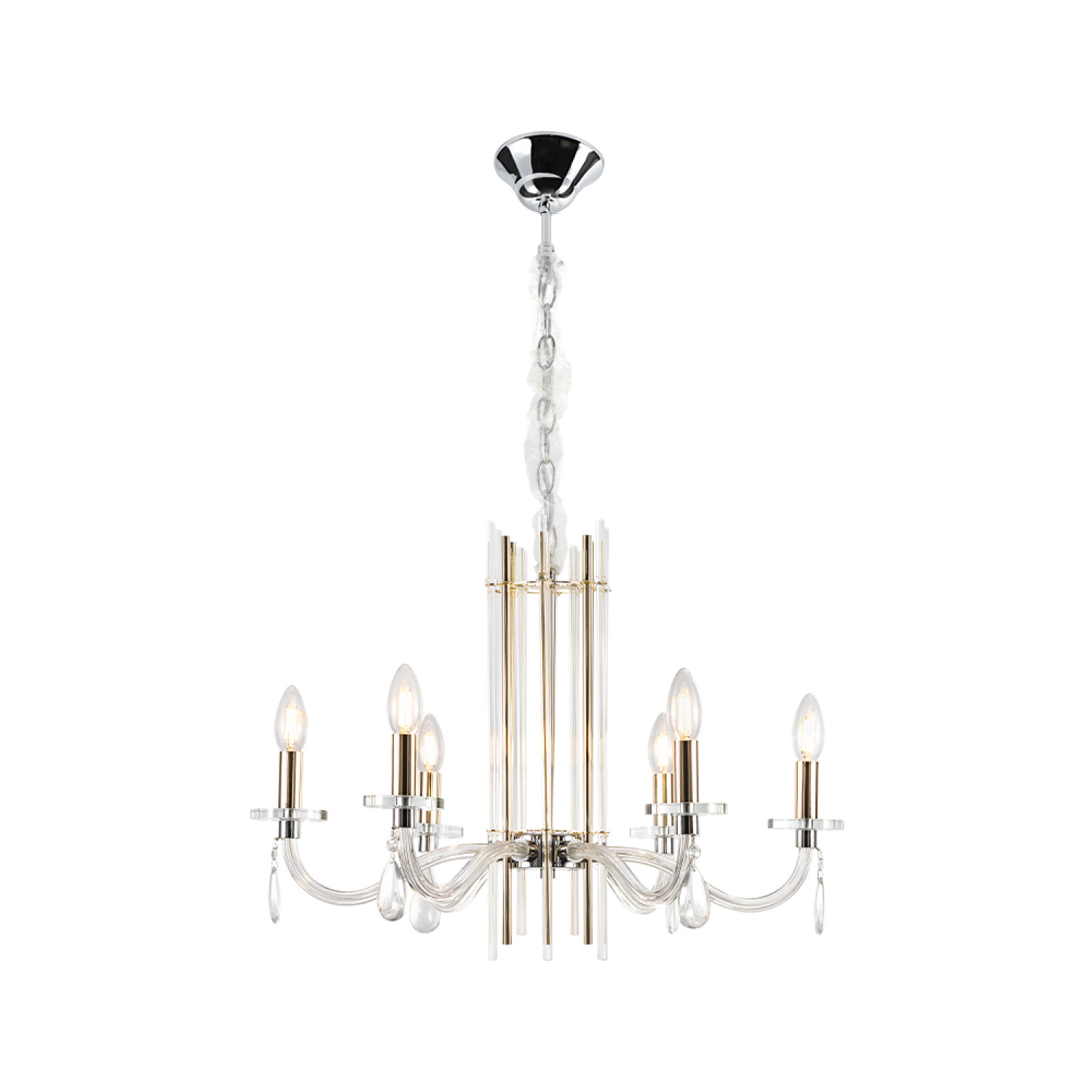 Люстра Crystal Lux AURELIO SP6 GOLD+CHROME/TRANSPARENT