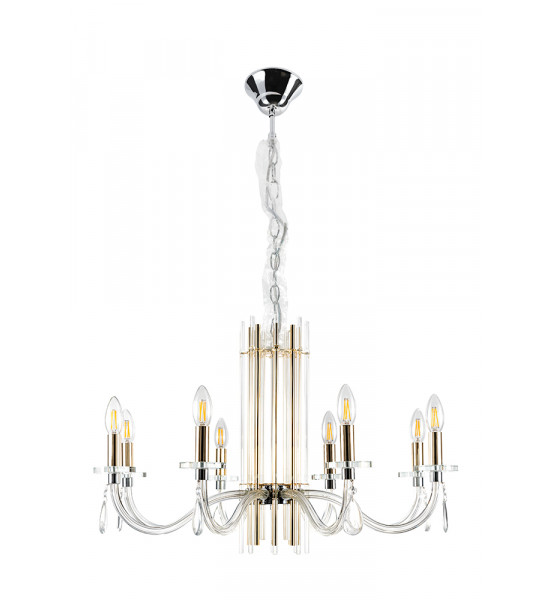 Люстра Crystal Lux AURELIO SP8 GOLD+CHROME/TRANSPARENT Люстра Crystal Lux AURELIO SP8 GOLD+CHROME/TRANSPARENT