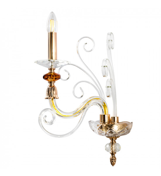 Бра Crystal Lux CATARINA AP1 V2 GOLD/TRANSPARENT-COGNAC Бра Crystal Lux CATARINA AP1 V2 GOLD/TRANSPARENT-COGNAC