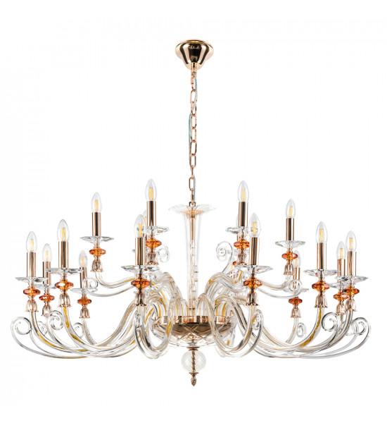 Люстра Crystal Lux CATARINA SP12+6 V2 GOLD/TRANSPARENT-COGNAC Люстра Crystal Lux CATARINA SP12+6 V2 GOLD/TRANSPARENT-COGNAC