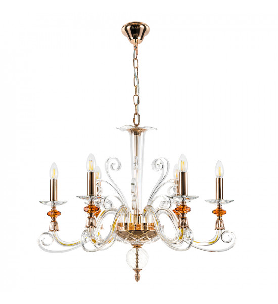 Люстра Crystal Lux CATARINA SP6 V2 GOLD/TRANSPARENT-COGNAC Люстра Crystal Lux CATARINA SP6 V2 GOLD/TRANSPARENT-COGNAC