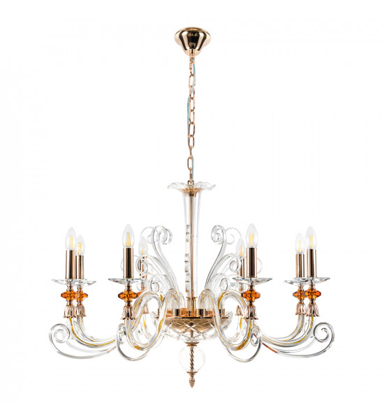 Люстра Crystal Lux CATARINA SP8 V2 GOLD/TRANSPARENT-COGNAC