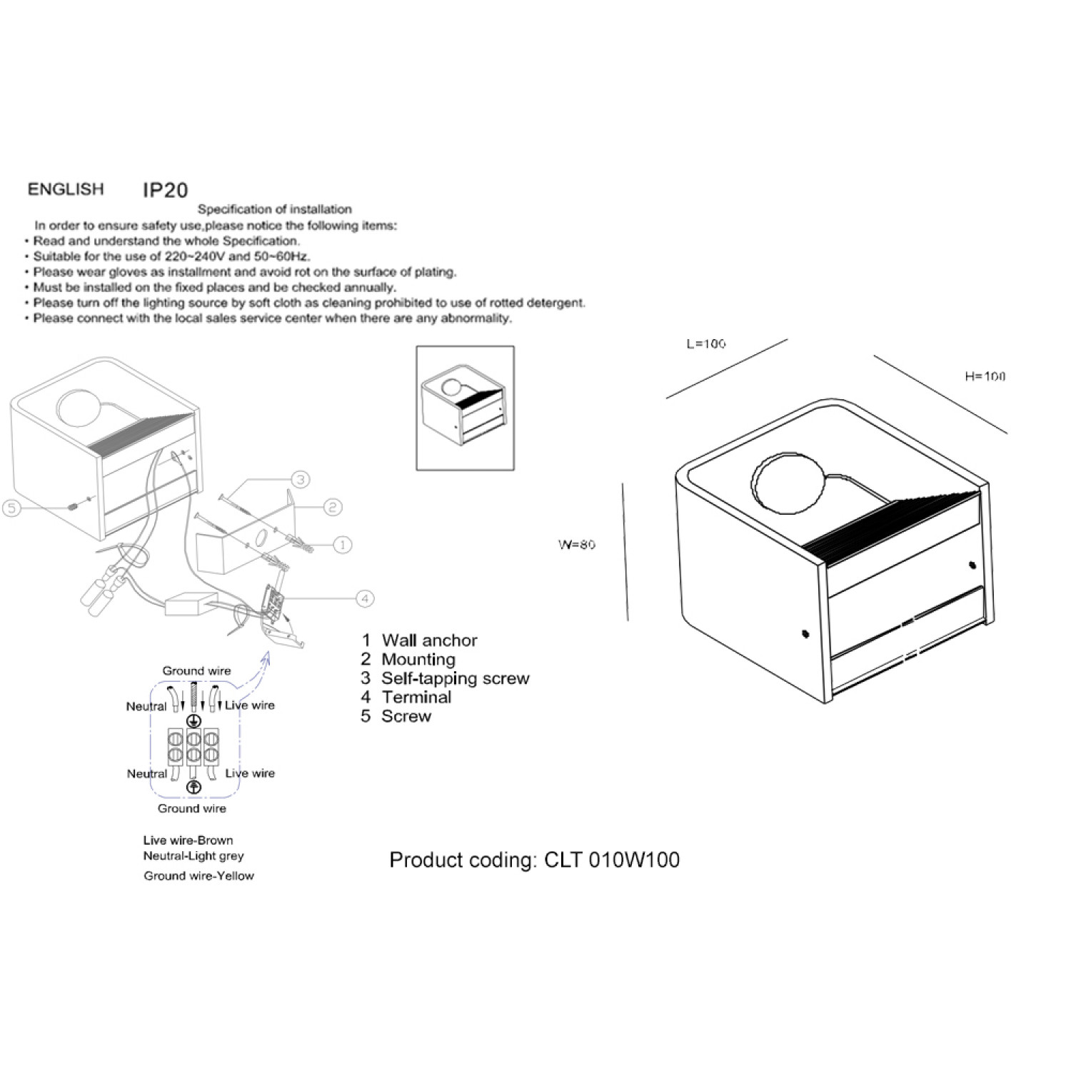 Бра Crystal Lux CLT 010W100 WH