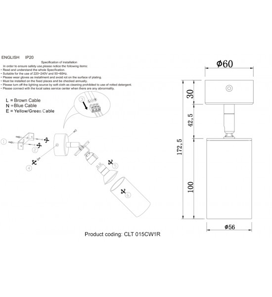 Светильник потолочный Crystal Lux CLT 015CW1R BL