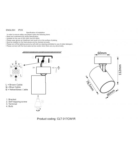 Светильник потолочный Crystal Lux CLT 017CW1R WH