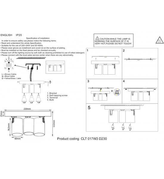 Светильник потолочный Crystal Lux CLT 017W3 D230 WH