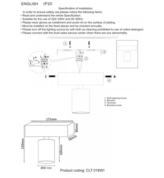 Светильник потолочный Crystal Lux CLT 018W1 BL