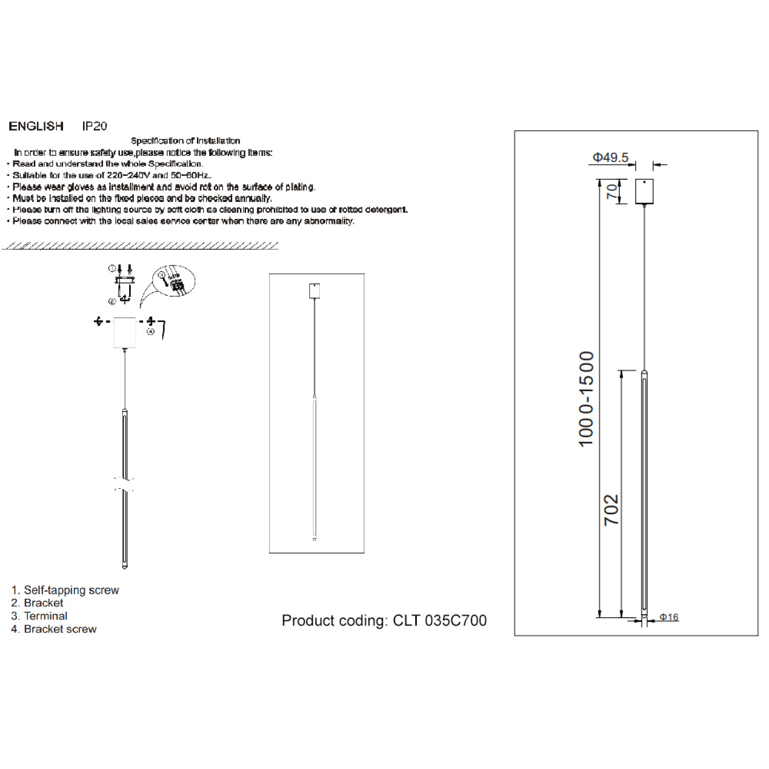 Светильник подвесной Crystal Lux CLT 035C700 BL