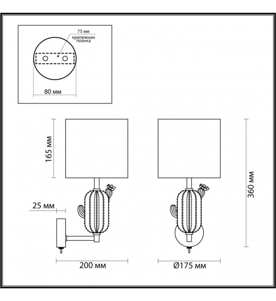 Бра Odeon Light 5425/1W CACTUS