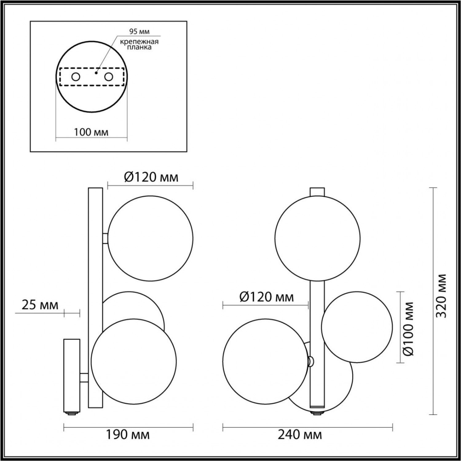 Бра с выключателем Odeon Light 4818/3W TOVI