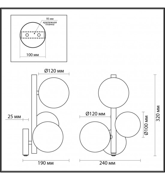 Бра с выключателем Odeon Light 4818/3W TOVI