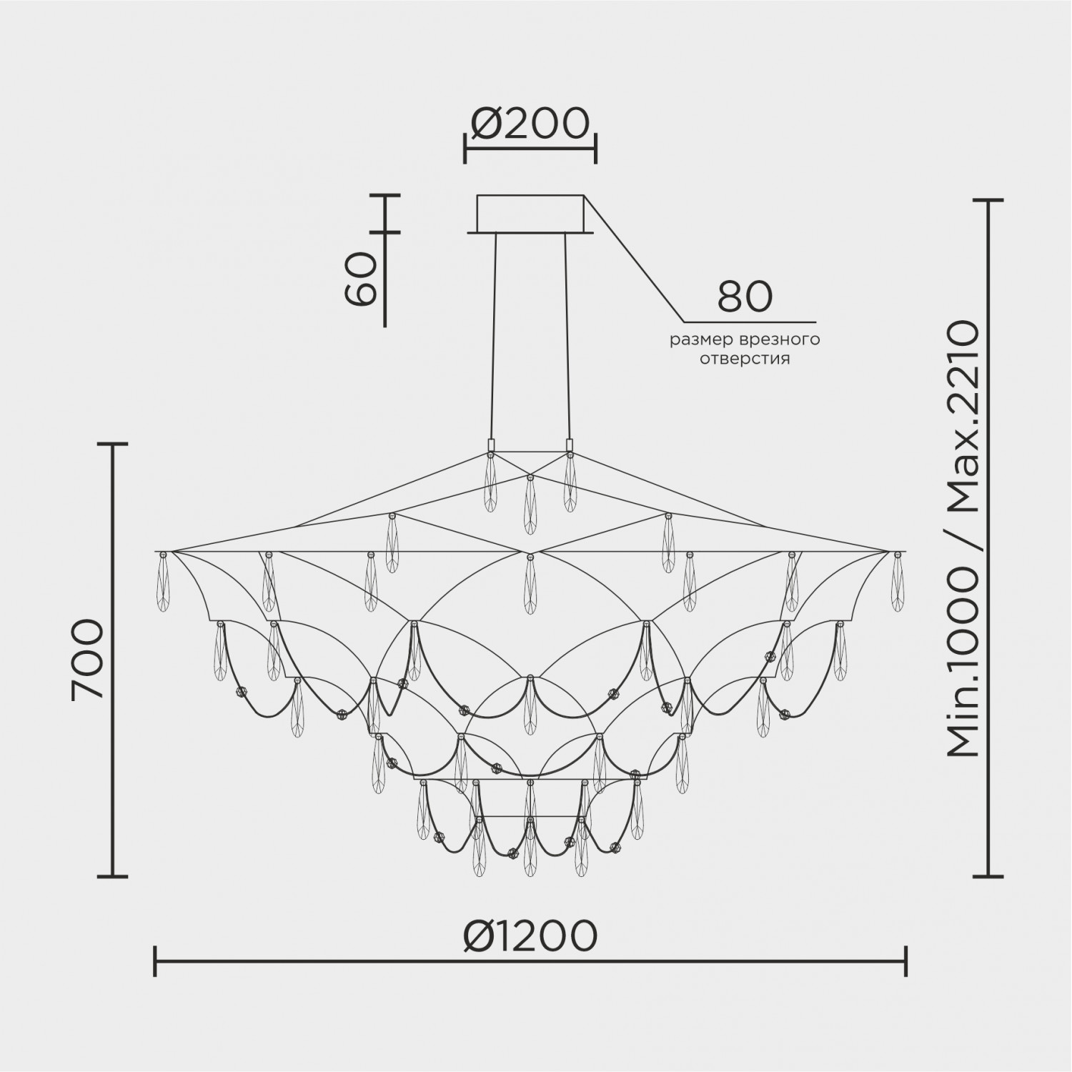 Подвесная люстра MODELUX ML.5602.1200P СН